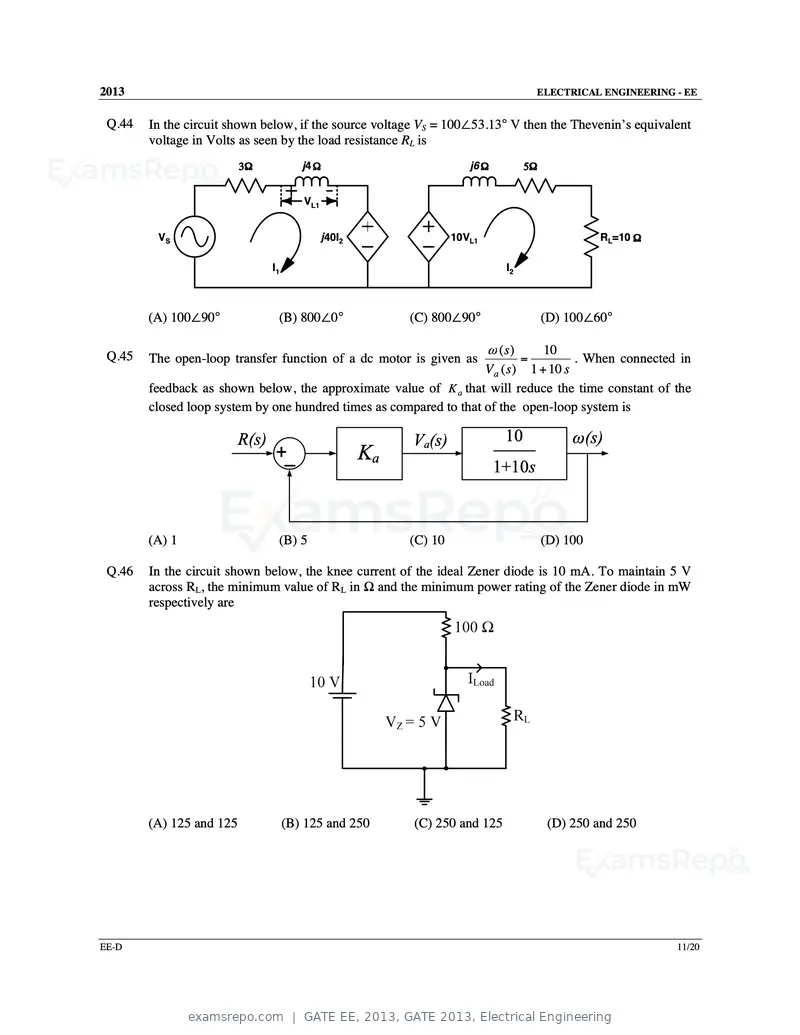 GATE EE 2013 question paper, GATE 2013, Electrical Engineering, page 63 of 68