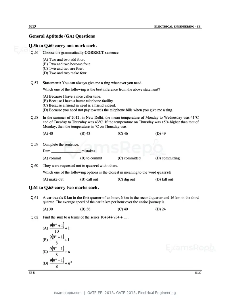 GATE EE 2013 question paper, GATE 2013, Electrical Engineering, page 67 of 68