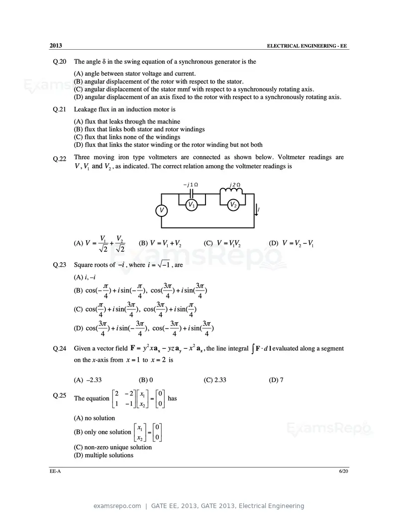 GATE EE 2013 question paper, GATE 2013, Electrical Engineering, page 7 of 68