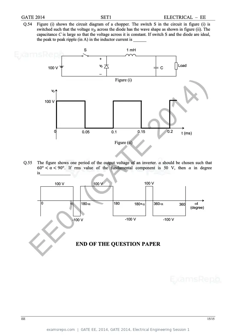 GATE EE 2014 question paper, GATE 2014, Electrical Engineering Session 1, page 22 of 65