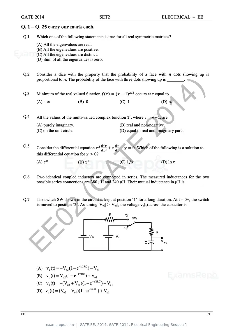 GATE EE 2014 question paper, GATE 2014, Electrical Engineering Session 1, page 31 of 65