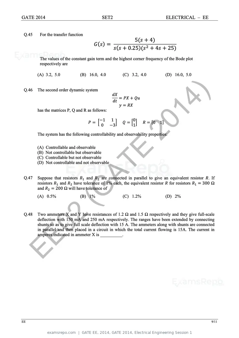 GATE EE 2014 question paper, GATE 2014, Electrical Engineering Session 1, page 39 of 65