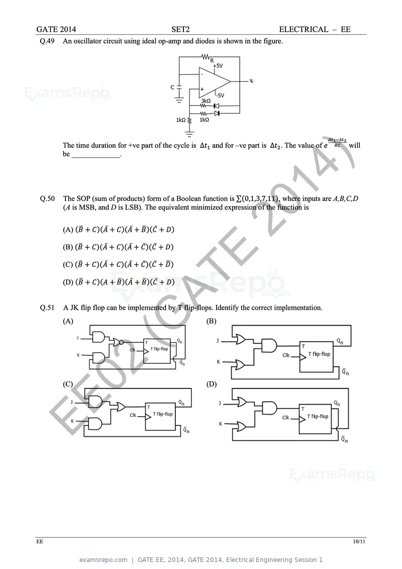 GATE EE 2014 question paper, GATE 2014, Electrical Engineering Session 1, page 40 of 65