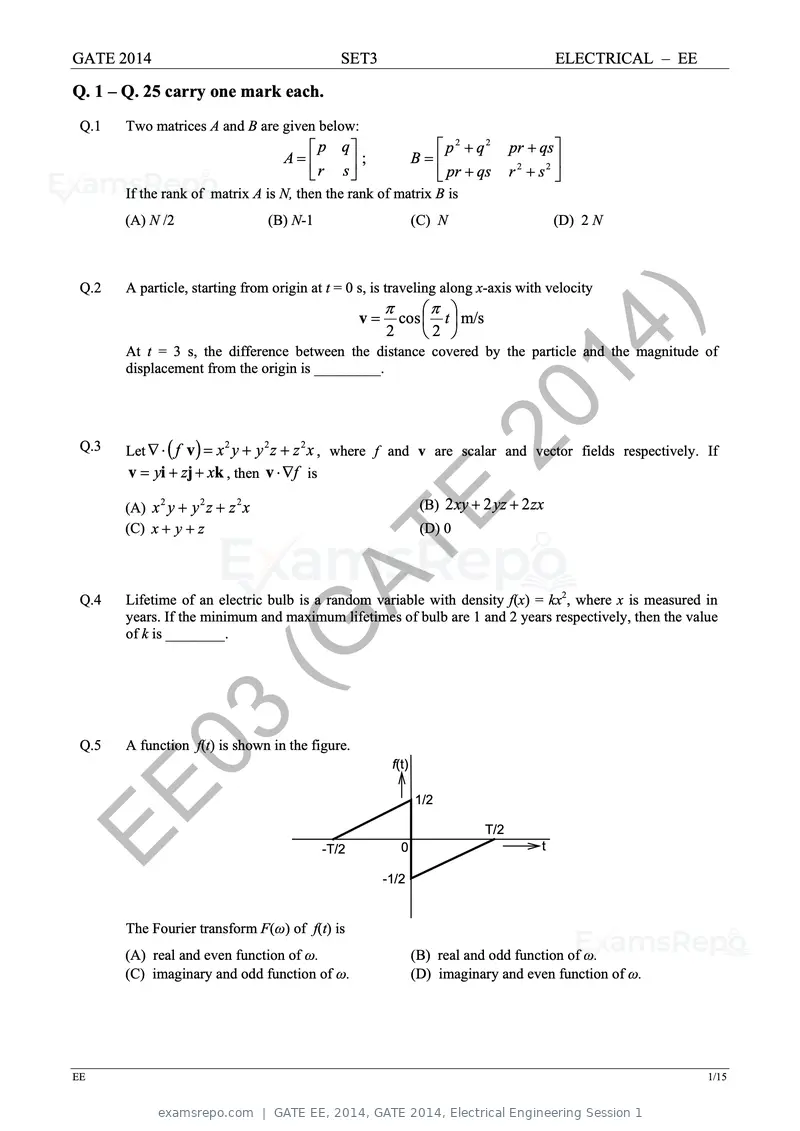 GATE EE 2014 question paper, GATE 2014, Electrical Engineering Session 1, page 50 of 65