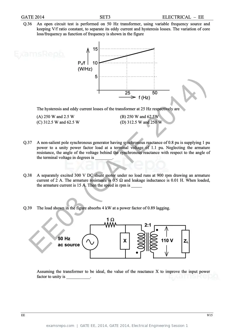 GATE EE 2014 question paper, GATE 2014, Electrical Engineering Session 1, page 58 of 65
