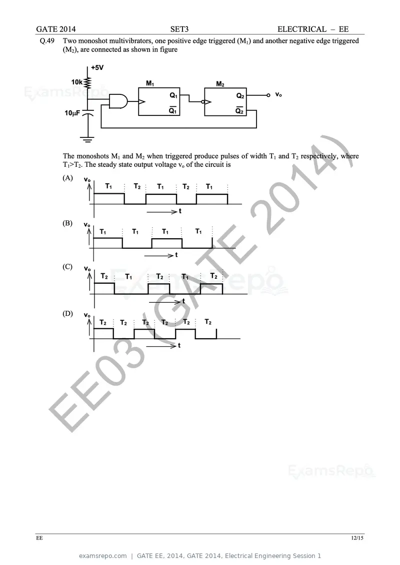 GATE EE 2014 question paper, GATE 2014, Electrical Engineering Session 1, page 61 of 65