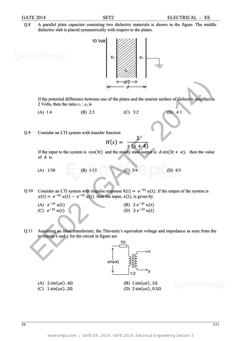 GATE EE 2014 question paper, GATE 2014, Electrical Engineering Session 2, page 32 of 65