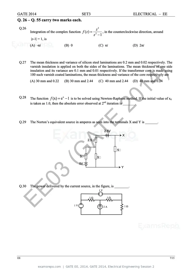 GATE EE 2014 question paper, GATE 2014, Electrical Engineering Session 2, page 56 of 65