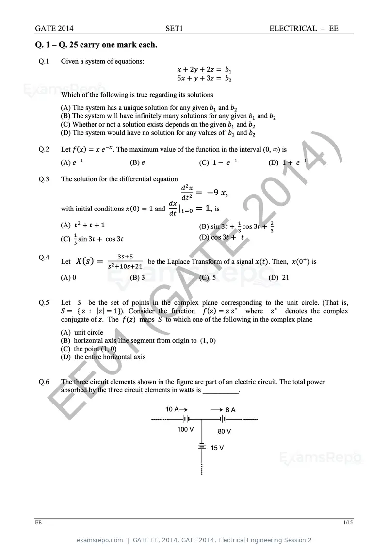 GATE EE 2014 question paper, GATE 2014, Electrical Engineering Session 2, page 8 of 65
