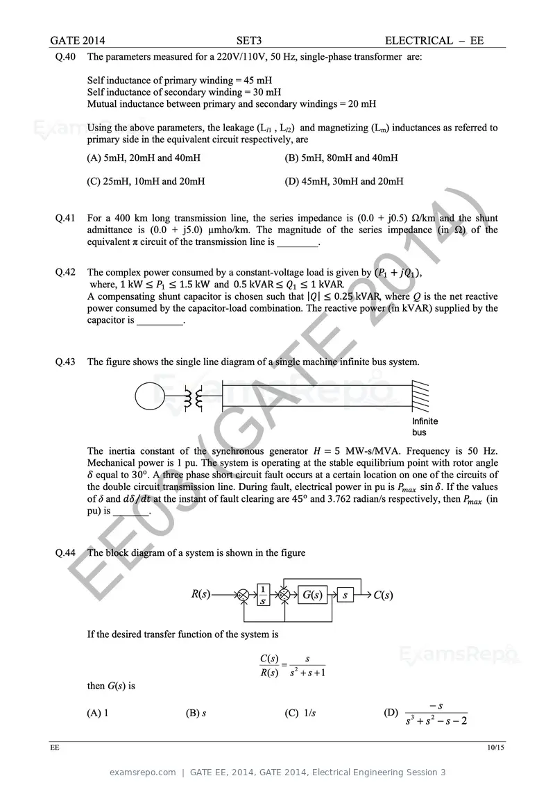 GATE EE 2014 question paper, GATE 2014, Electrical Engineering Session 3, page 59 of 65