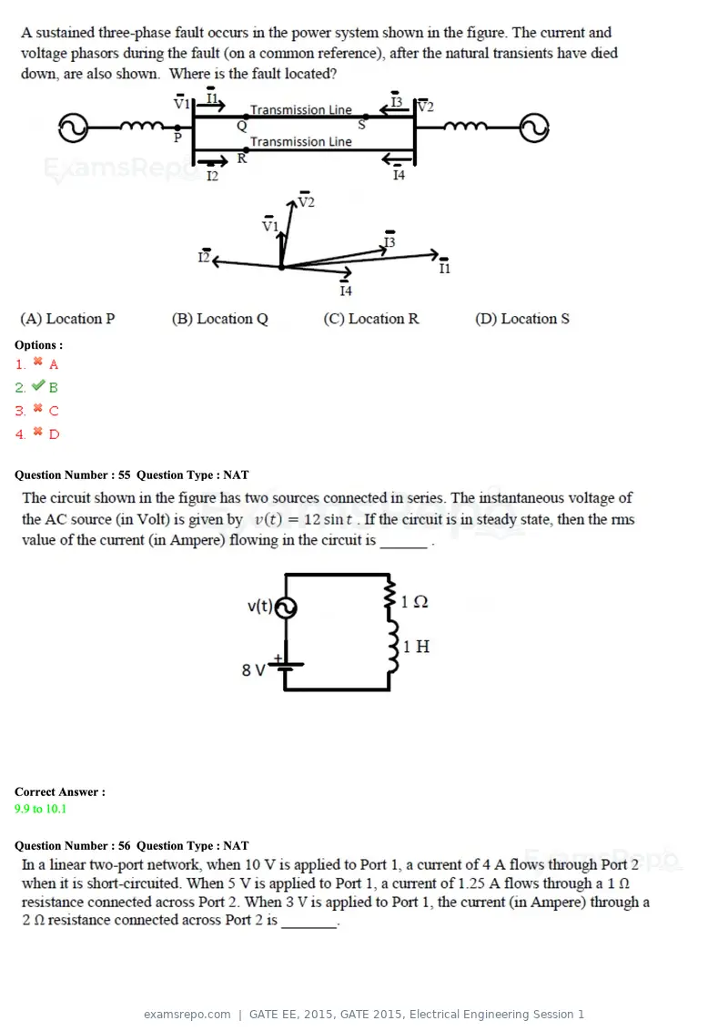 GATE EE 2015 question paper, GATE 2015, Electrical Engineering Session 1, page 24 of 57