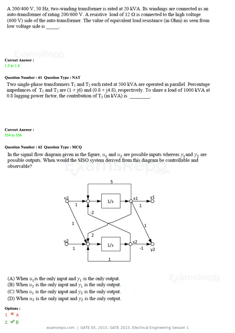 GATE EE 2015 question paper, GATE 2015, Electrical Engineering Session 1, page 26 of 57