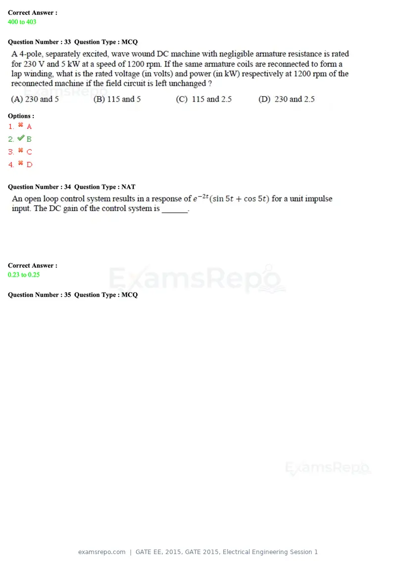 GATE EE 2015 question paper, GATE 2015, Electrical Engineering Session 1, page 43 of 57