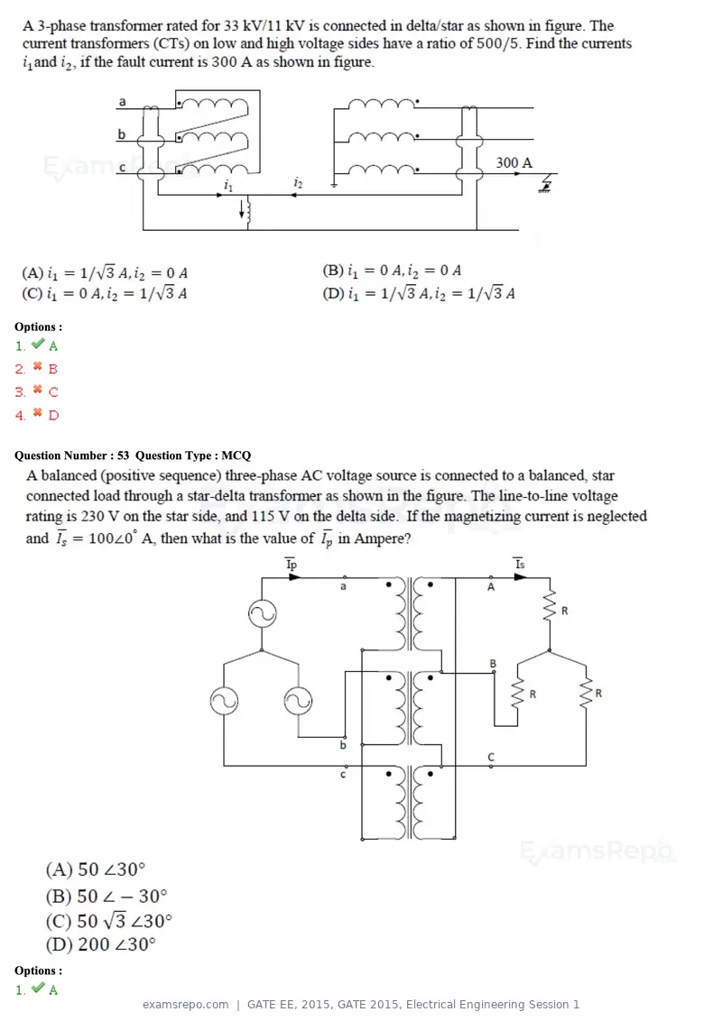GATE EE 2015 question paper, GATE 2015, Electrical Engineering Session 1, page 51 of 57