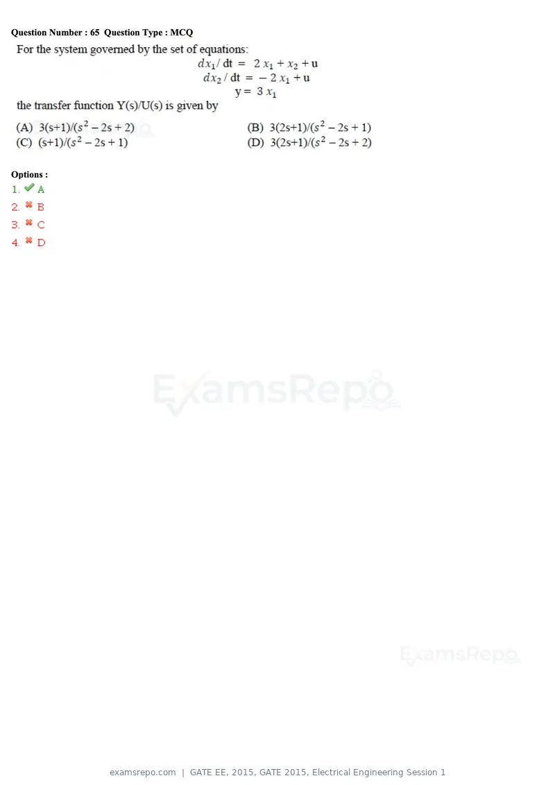 GATE EE 2015 question paper, GATE 2015, Electrical Engineering Session 1, page 57 of 57