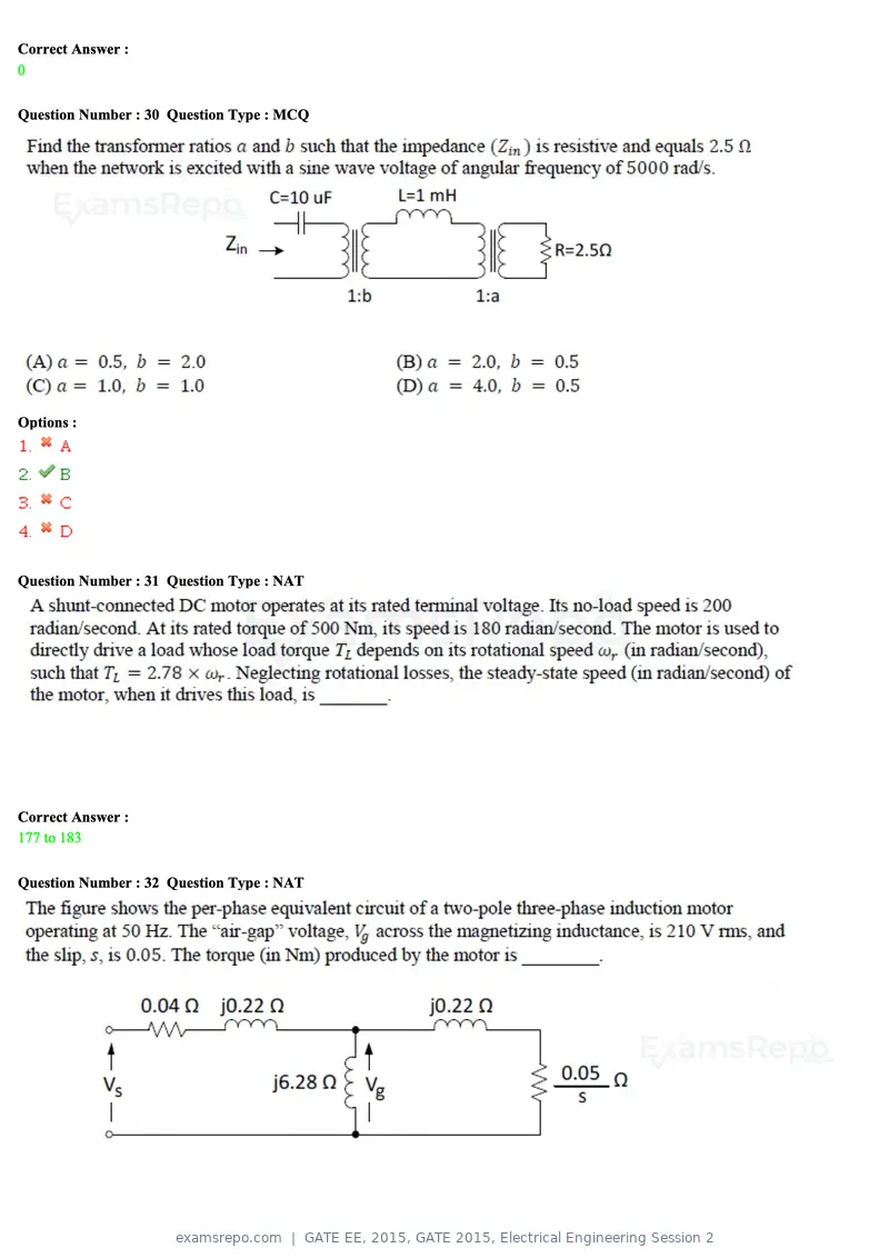 GATE EE 2015 question paper, GATE 2015, Electrical Engineering Session 2, page 42 of 57