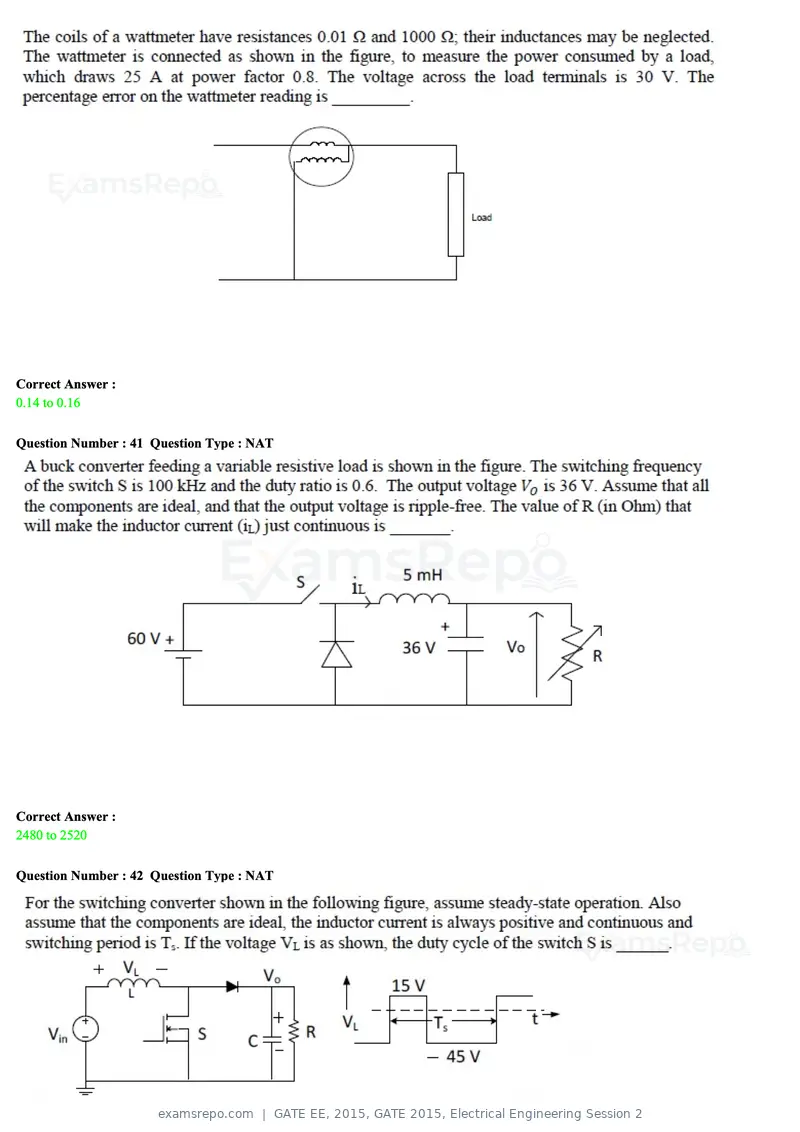 GATE EE 2015 question paper, GATE 2015, Electrical Engineering Session 2, page 46 of 57