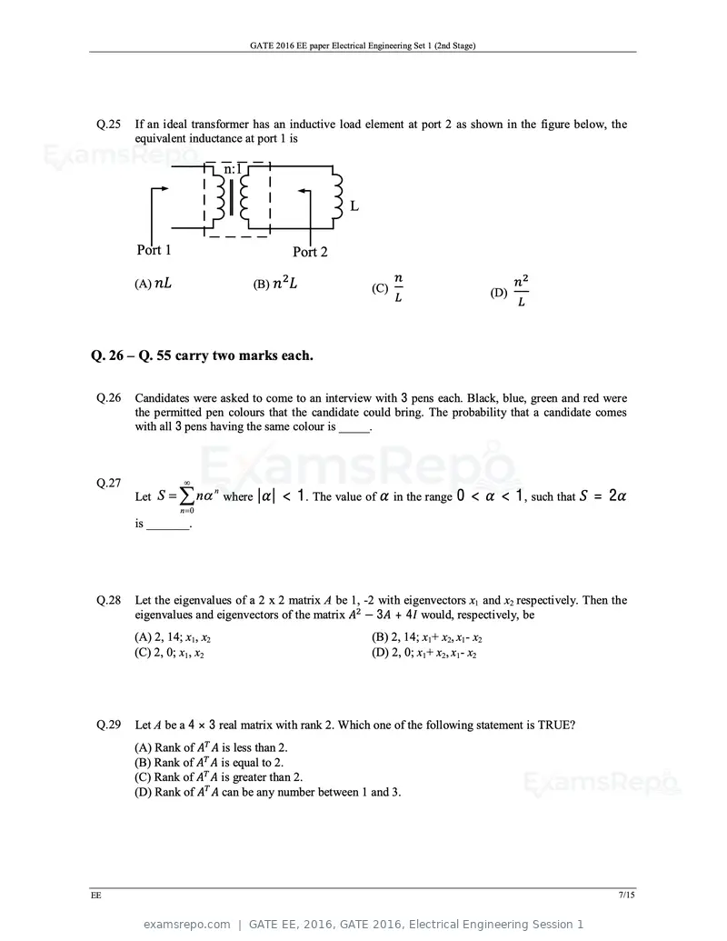 GATE EE 2016 question paper, GATE 2016, Electrical Engineering Session 1, page 10 of 37