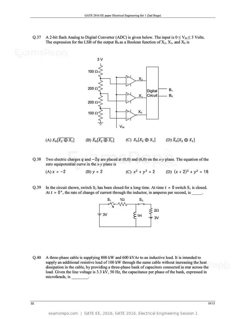 GATE EE 2016 question paper, GATE 2016, Electrical Engineering Session 1, page 13 of 37