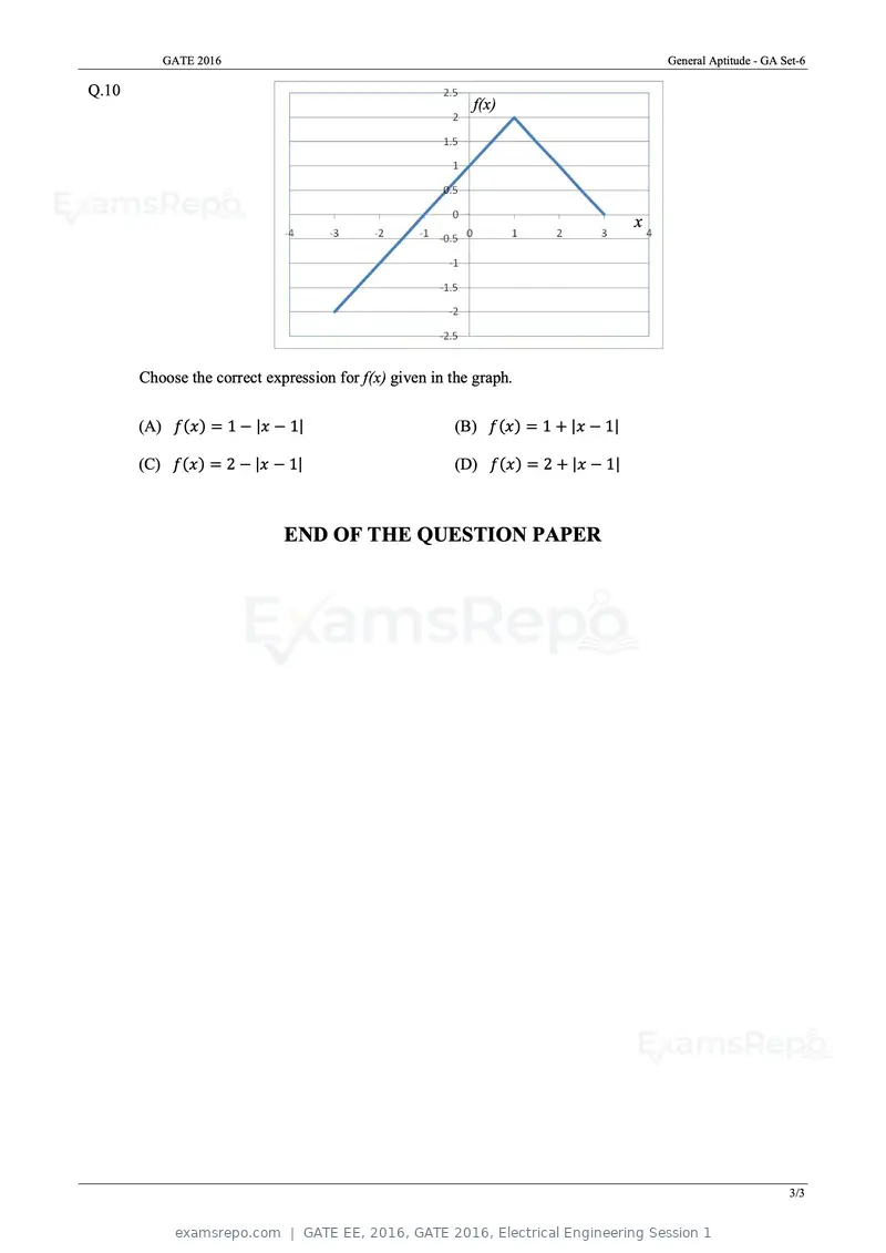 GATE EE 2016 question paper, GATE 2016, Electrical Engineering Session 1, page 3 of 37