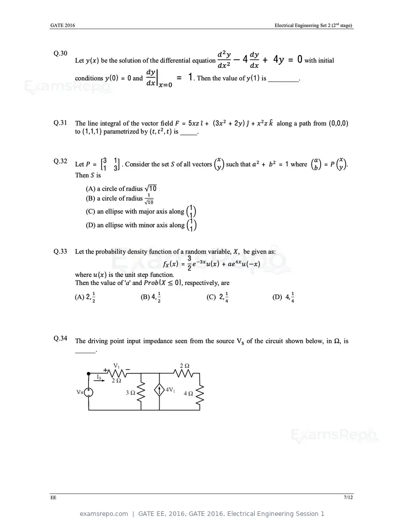 GATE EE 2016 question paper, GATE 2016, Electrical Engineering Session 1, page 30 of 37