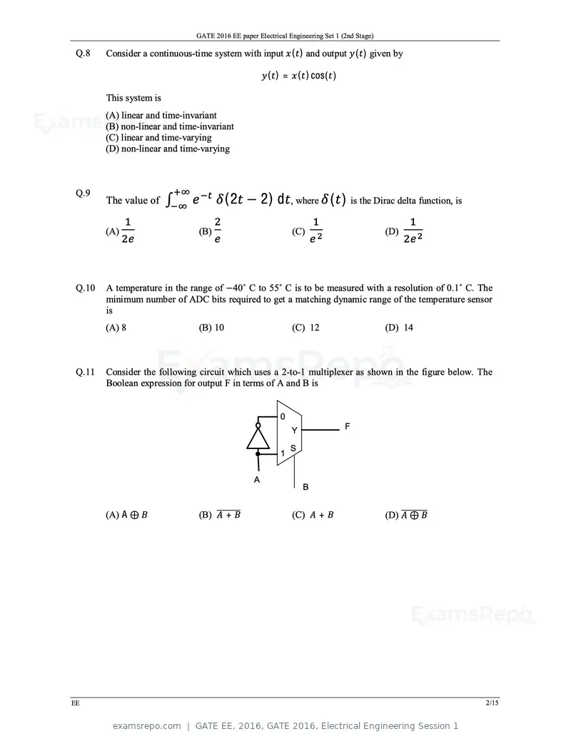 GATE EE 2016 question paper, GATE 2016, Electrical Engineering Session 1, page 5 of 37