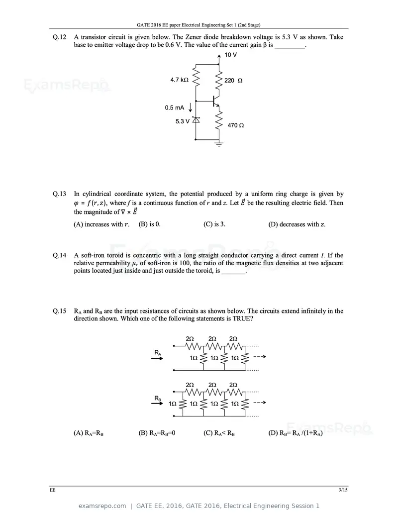 GATE EE 2016 question paper, GATE 2016, Electrical Engineering Session 1, page 6 of 37
