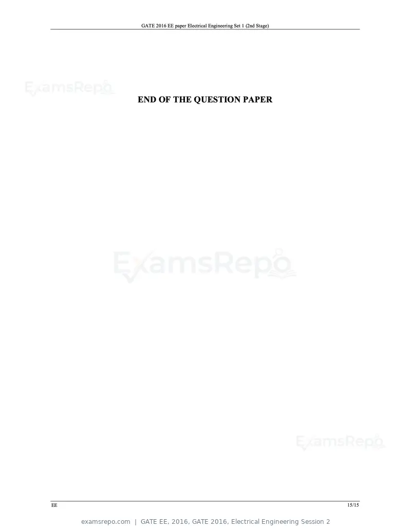 GATE EE 2016 question paper, GATE 2016, Electrical Engineering Session 2, page 18 of 37