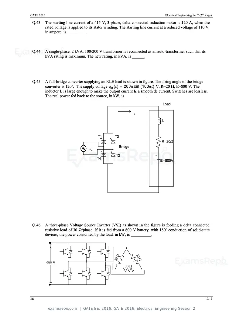 GATE EE 2016 question paper, GATE 2016, Electrical Engineering Session 2, page 33 of 37
