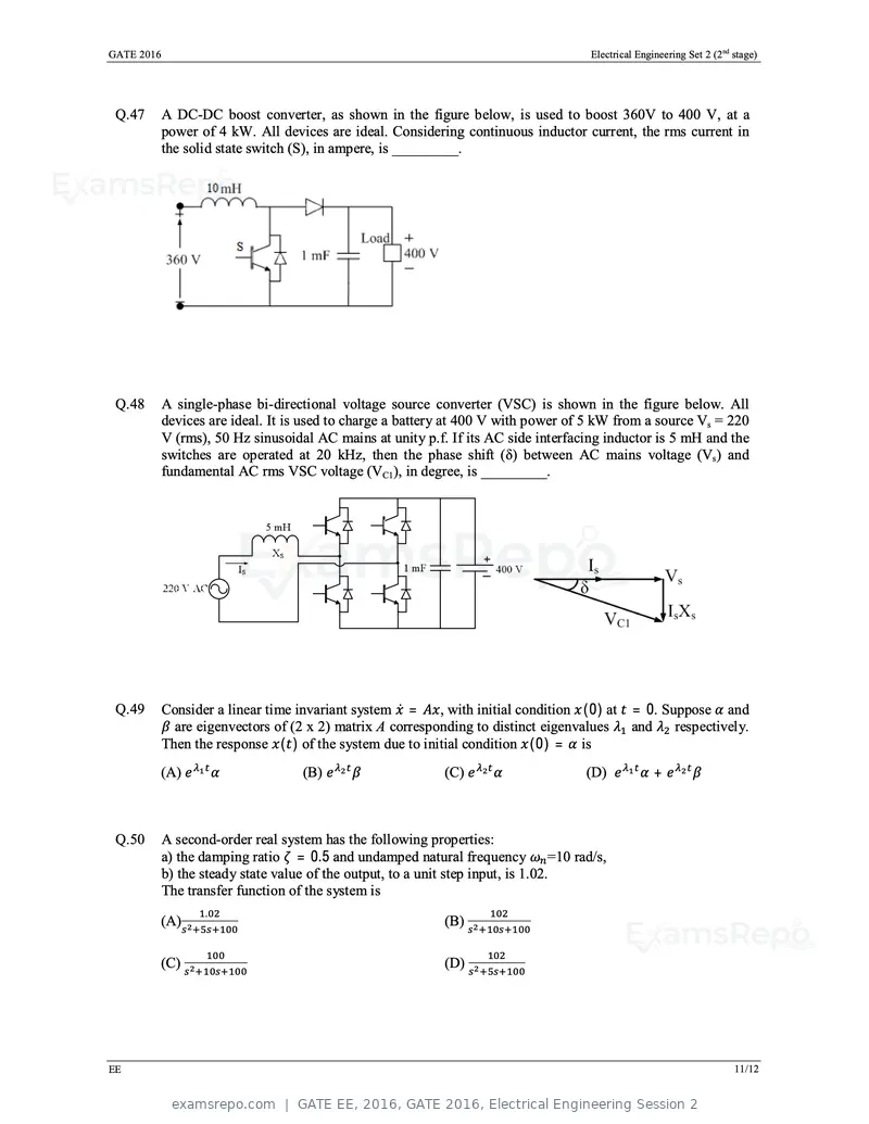 GATE EE 2016 question paper, GATE 2016, Electrical Engineering Session 2, page 34 of 37