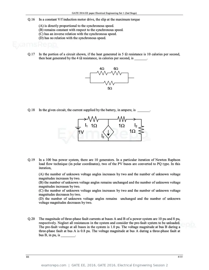 GATE EE 2016 question paper, GATE 2016, Electrical Engineering Session 2, page 7 of 37