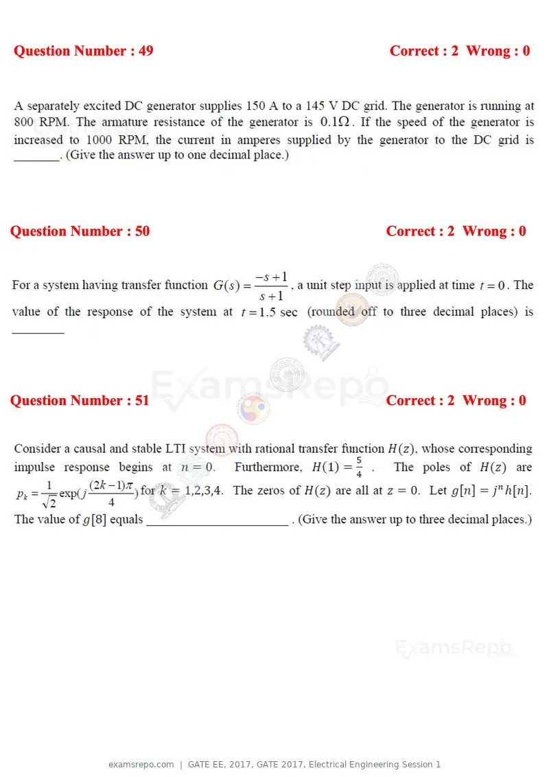 GATE EE 2017 question paper, GATE 2017, Electrical Engineering Session 1, page 20 of 27