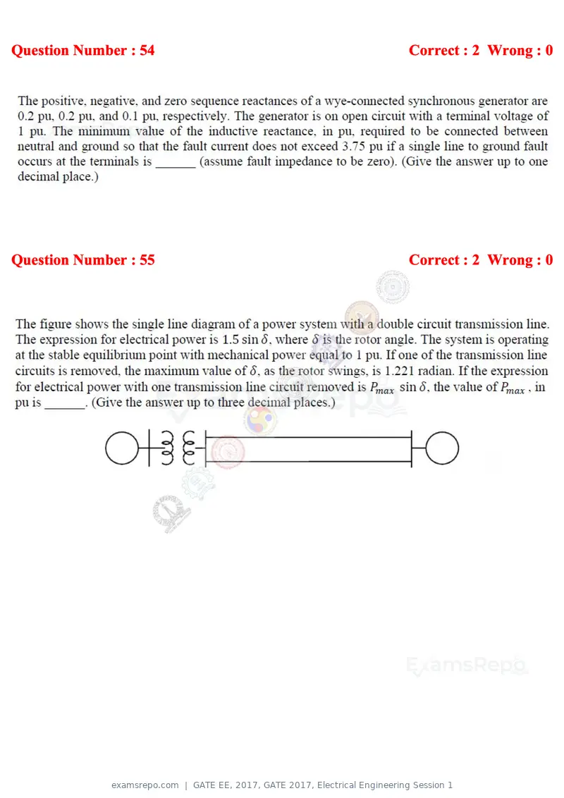 GATE EE 2017 question paper, GATE 2017, Electrical Engineering Session 1, page 22 of 27