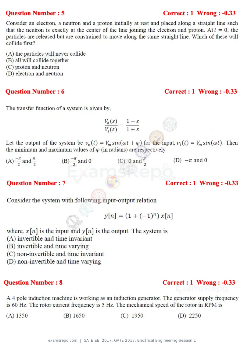 GATE EE 2017 question paper, GATE 2017, Electrical Engineering Session 1, page 3 of 27