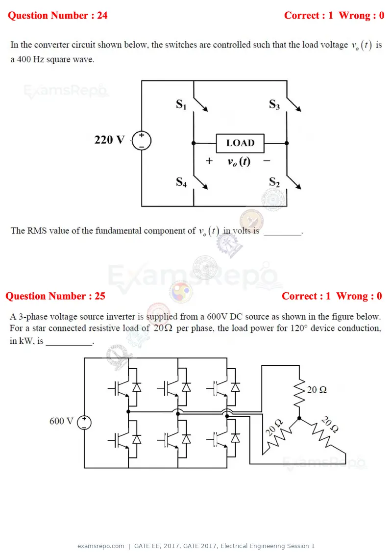 GATE EE 2017 question paper, GATE 2017, Electrical Engineering Session 1, page 9 of 27