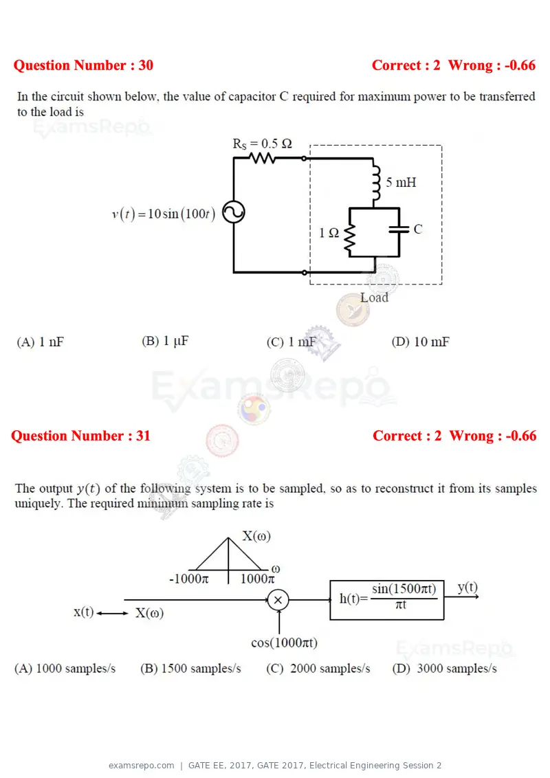GATE EE 2017 question paper, GATE 2017, Electrical Engineering Session 2, page 12 of 26