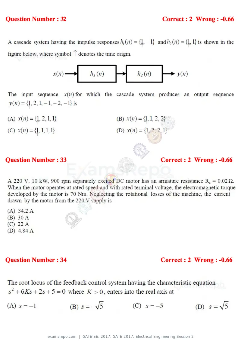 GATE EE 2017 question paper, GATE 2017, Electrical Engineering Session 2, page 13 of 26