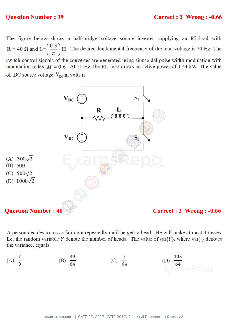GATE EE 2017 question paper, GATE 2017, Electrical Engineering Session 2, page 16 of 26
