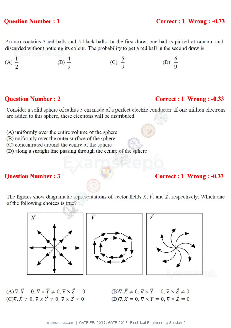 GATE EE 2017 question paper, GATE 2017, Electrical Engineering Session 2, page 2 of 26