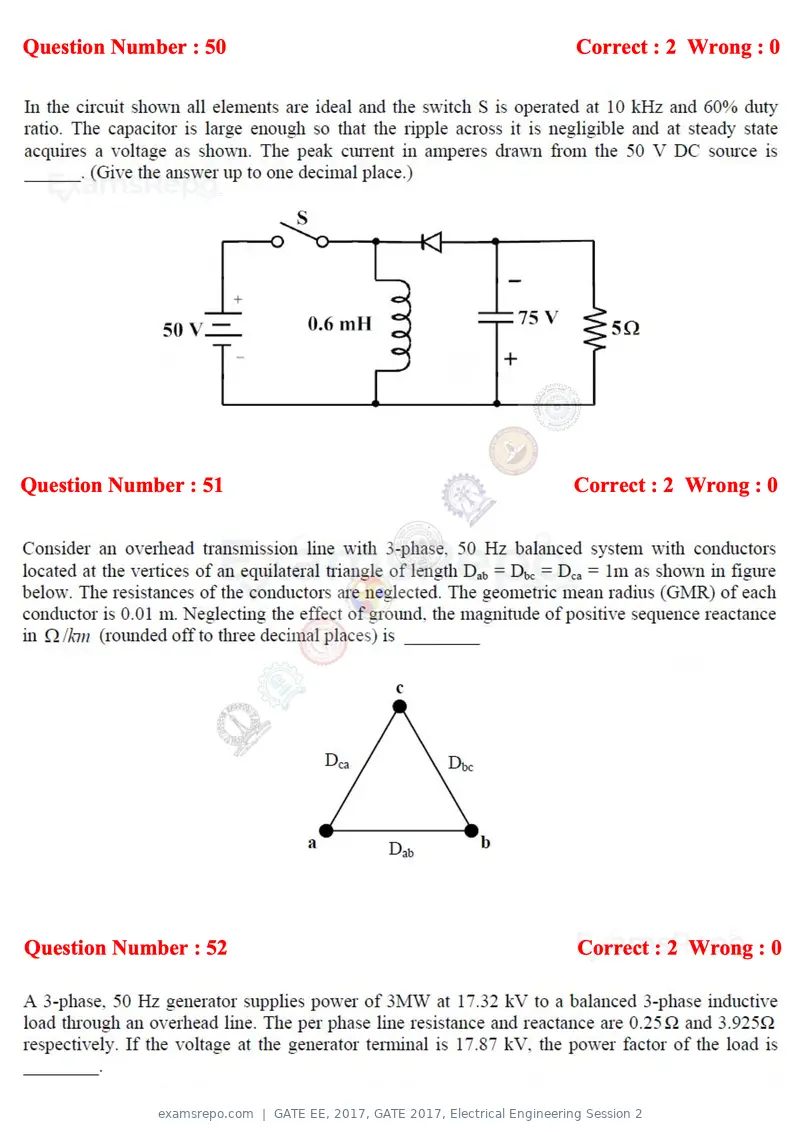 GATE EE 2017 question paper, GATE 2017, Electrical Engineering Session 2, page 20 of 26