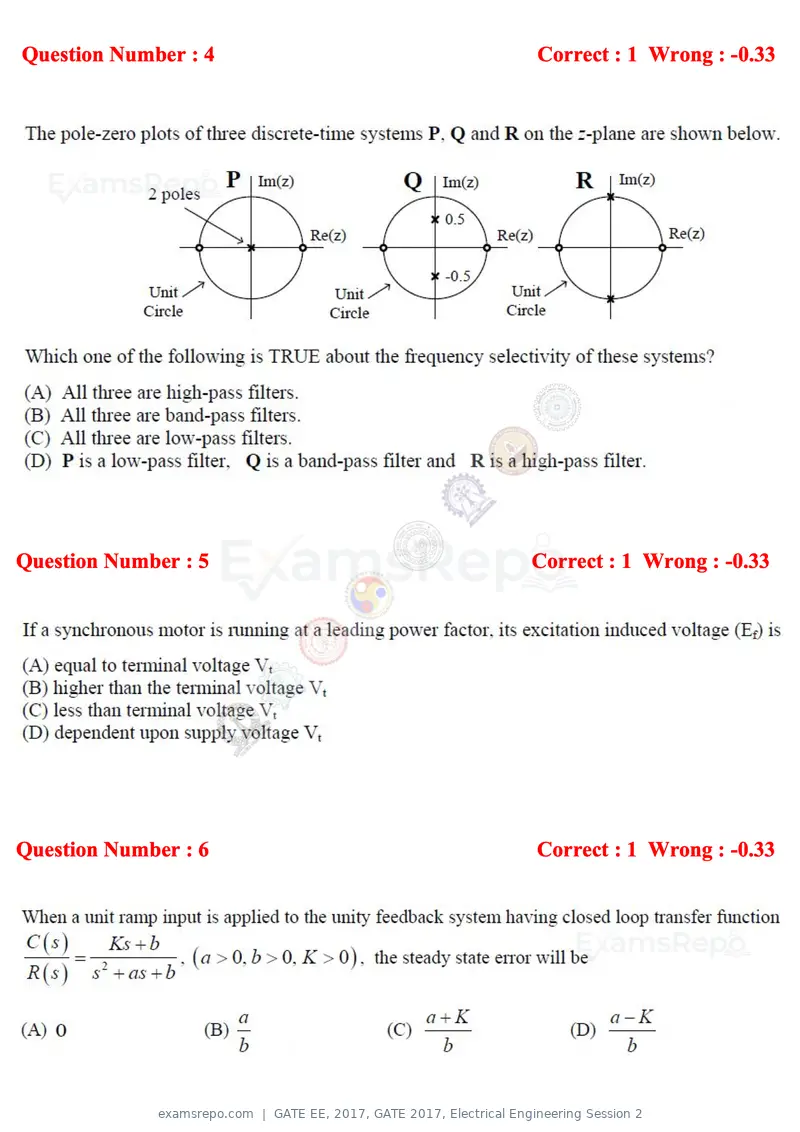 GATE EE 2017 question paper, GATE 2017, Electrical Engineering Session 2, page 3 of 26