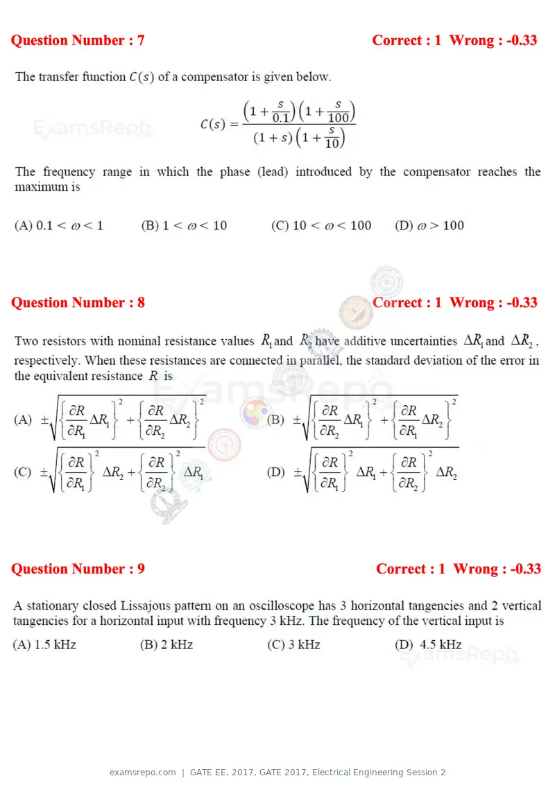 GATE EE 2017 question paper, GATE 2017, Electrical Engineering Session 2, page 4 of 26