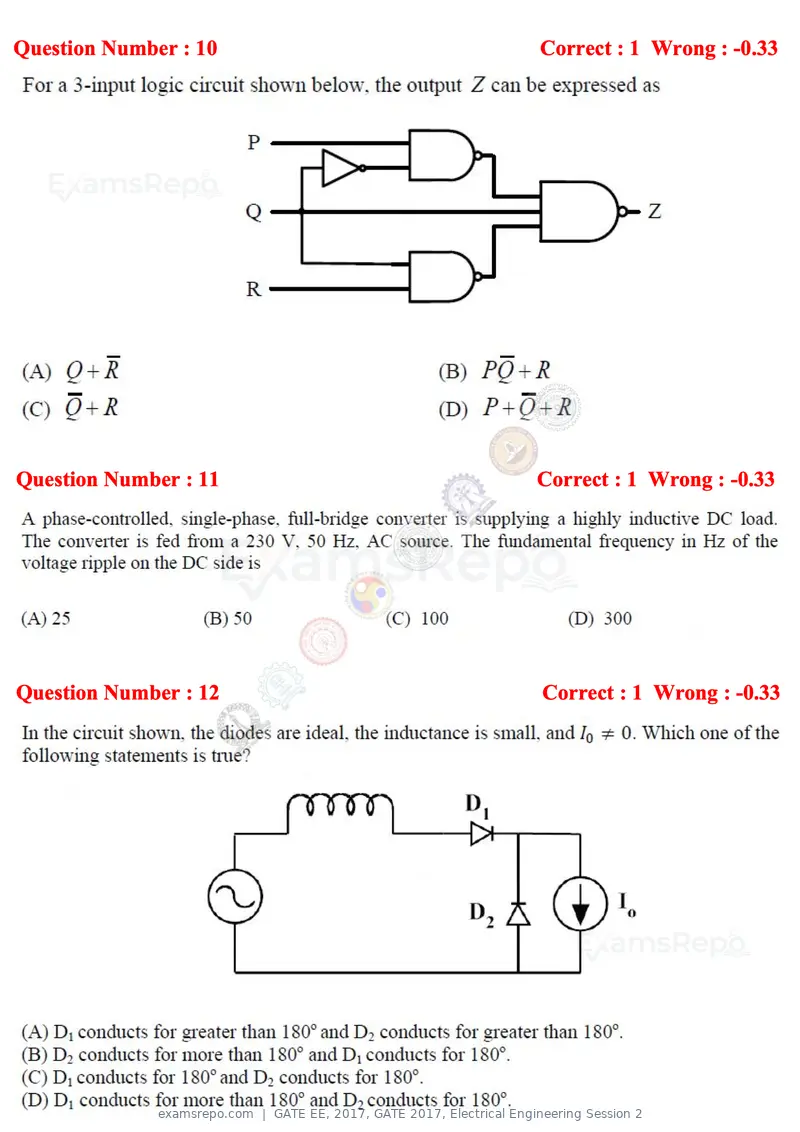 GATE EE 2017 question paper, GATE 2017, Electrical Engineering Session 2, page 5 of 26