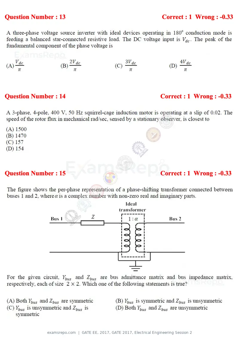 GATE EE 2017 question paper, GATE 2017, Electrical Engineering Session 2, page 6 of 26
