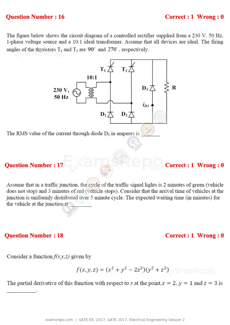 GATE EE 2017 question paper, GATE 2017, Electrical Engineering Session 2, page 7 of 26