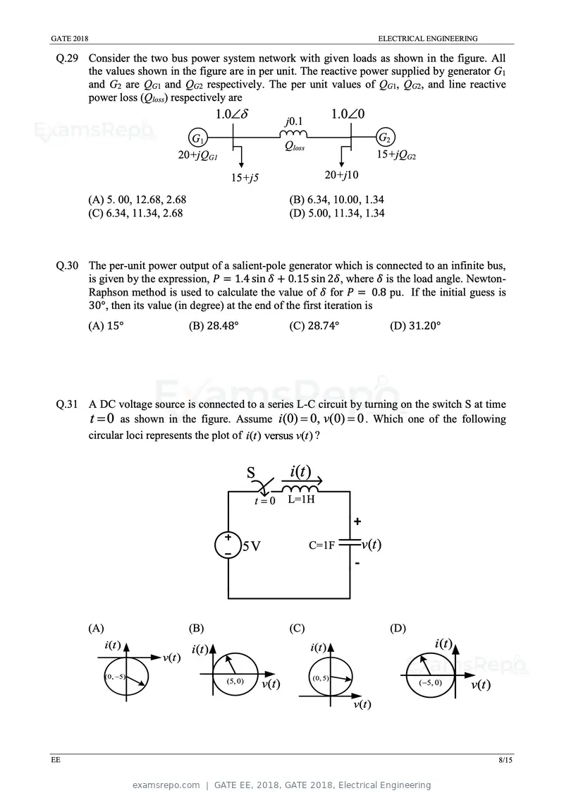 GATE EE 2018 question paper, GATE 2018, Electrical Engineering, page 10 of 20