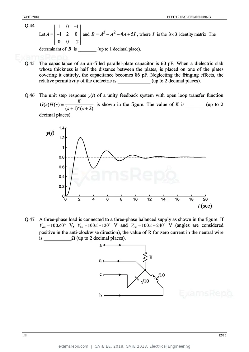 GATE EE 2018 question paper, GATE 2018, Electrical Engineering, page 14 of 20