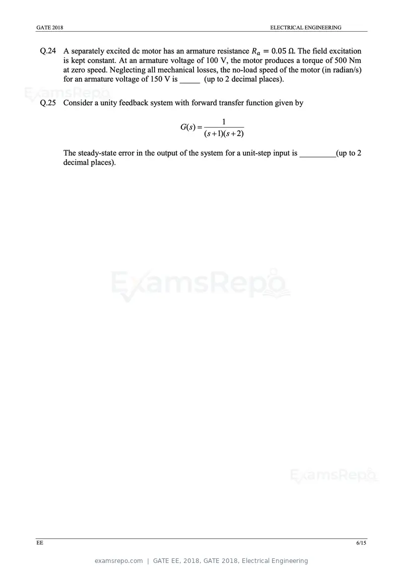 GATE EE 2018 question paper, GATE 2018, Electrical Engineering, page 8 of 20