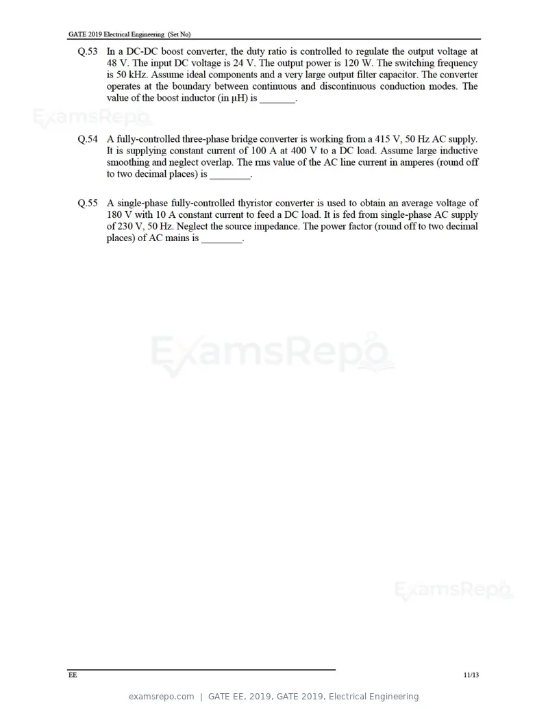 GATE EE 2019 question paper, GATE 2019, Electrical Engineering, page 13 of 16