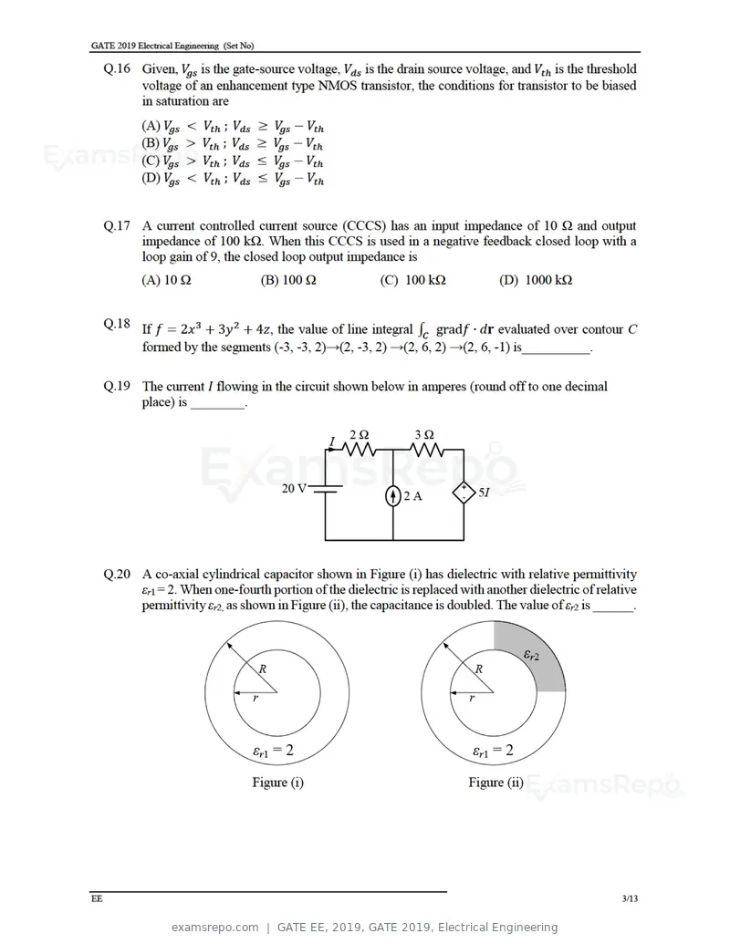 GATE EE 2019 question paper, GATE 2019, Electrical Engineering, page 5 of 16